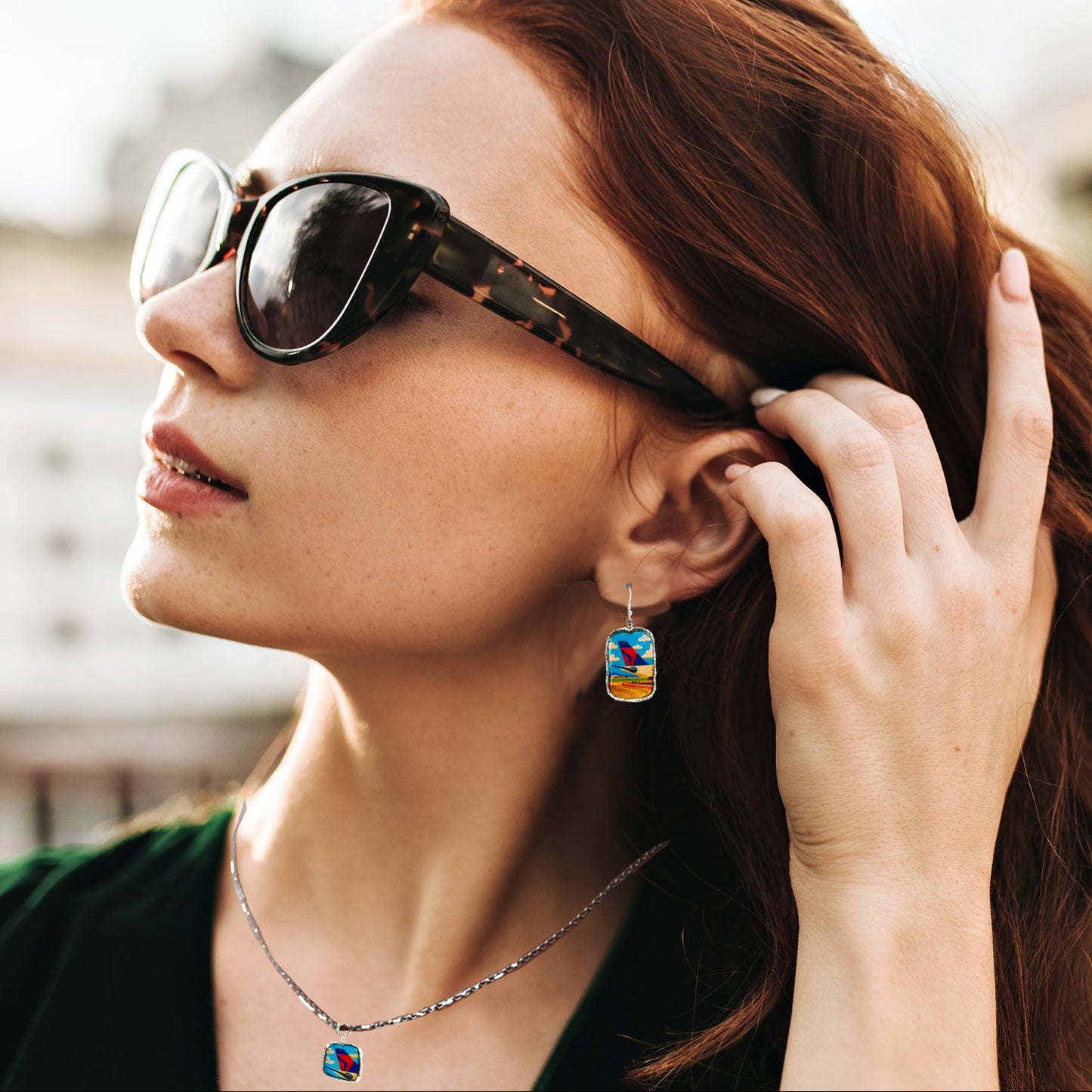 Model Delta Air Lines Inspired Airplane Tail Widget Pendant Necklace Chestnut Chic Studio