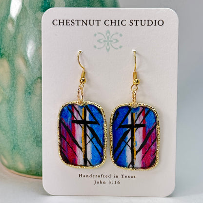 Patriotic Cross Earrings Chestnut Chic Studio
