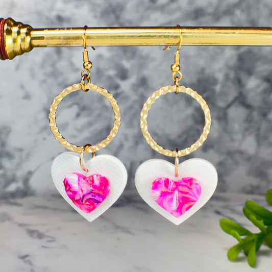 Sophia Heart Drop Earrings in Gold