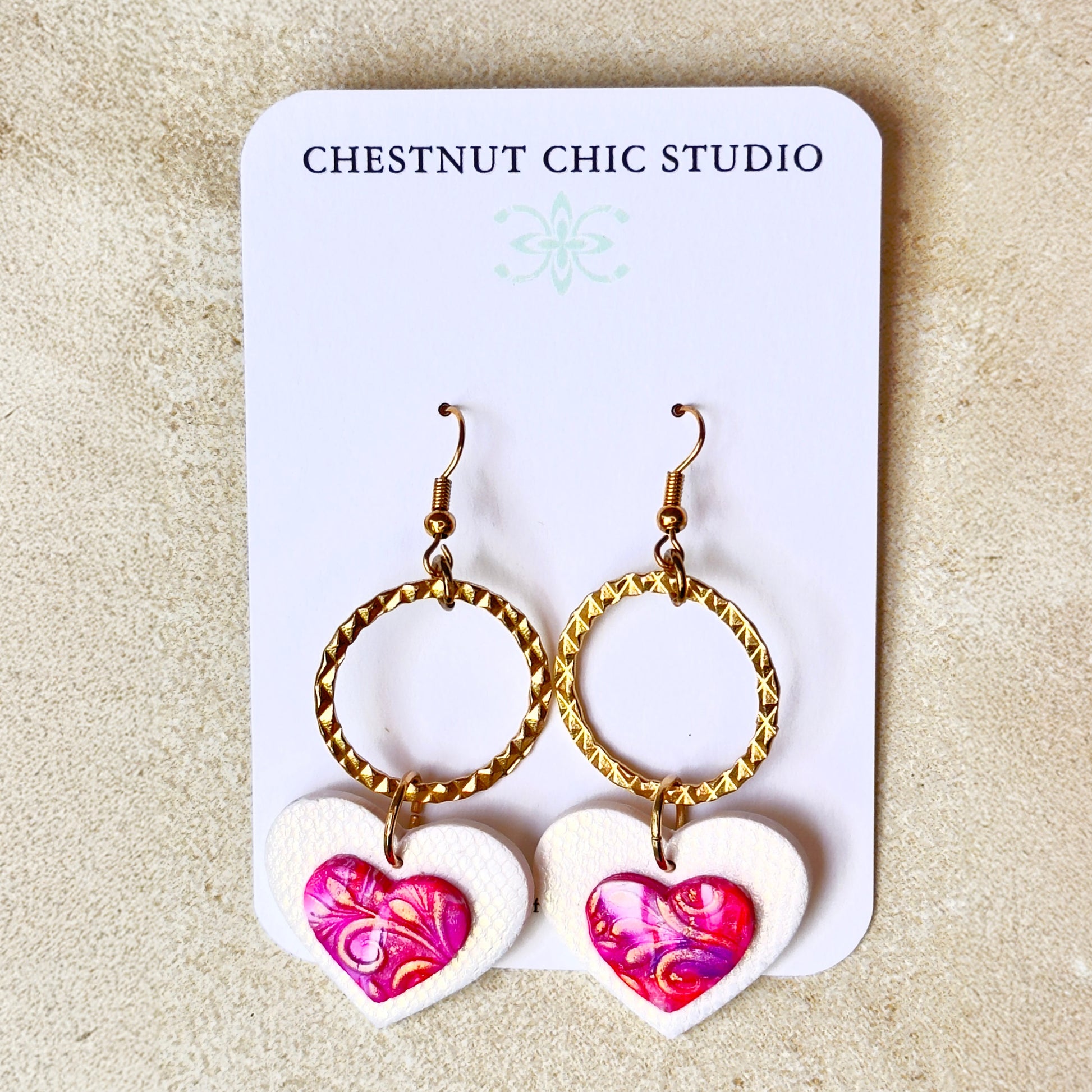 Polymer Clay Heart Earrings, Heart Earrings, Valentine's Day Earrings, Love Earrings