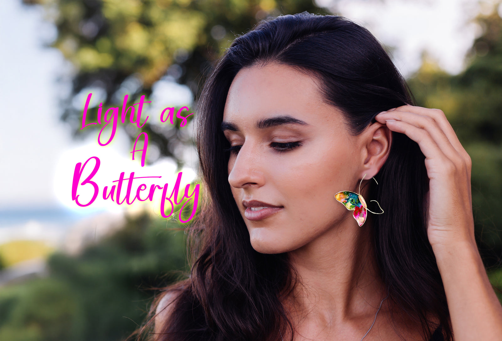 Hand-painted butterfly earrings — Chestnut Chic Studio artisan jewelry