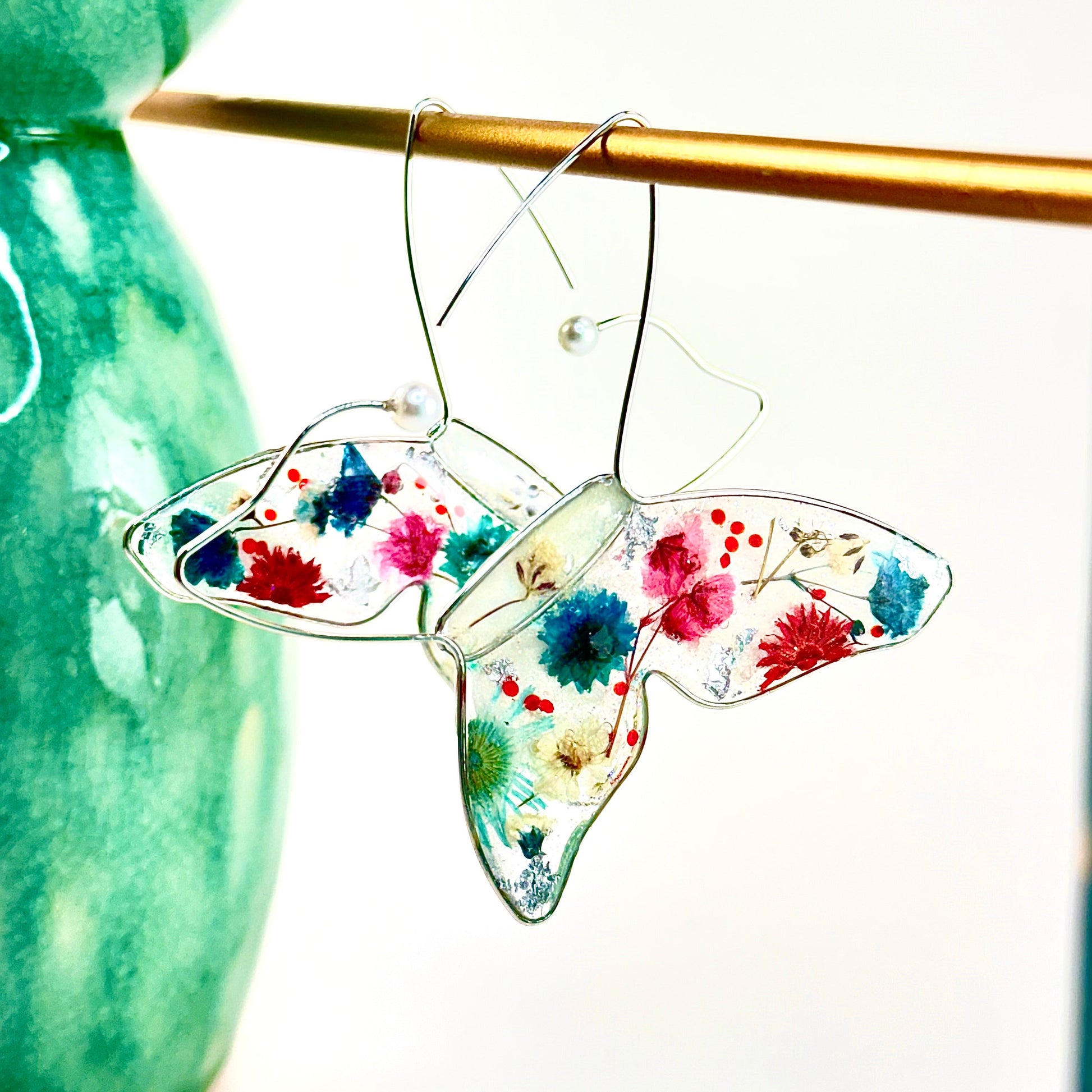 Custom one-of-a-kind butterfly earrings for July 4th by Chestnut Chic Studio