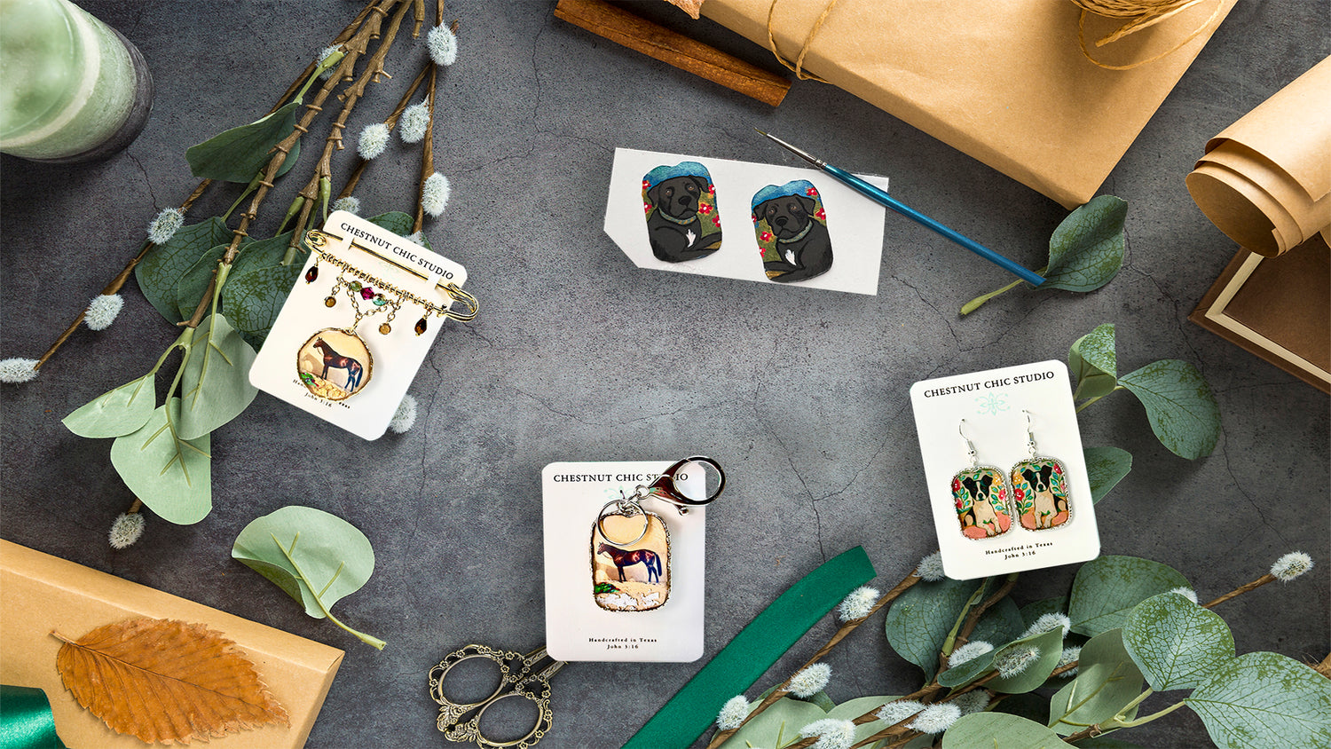 Custom handcrafted jewelry designs by Chestnut Chic Studio, Conroe Texas