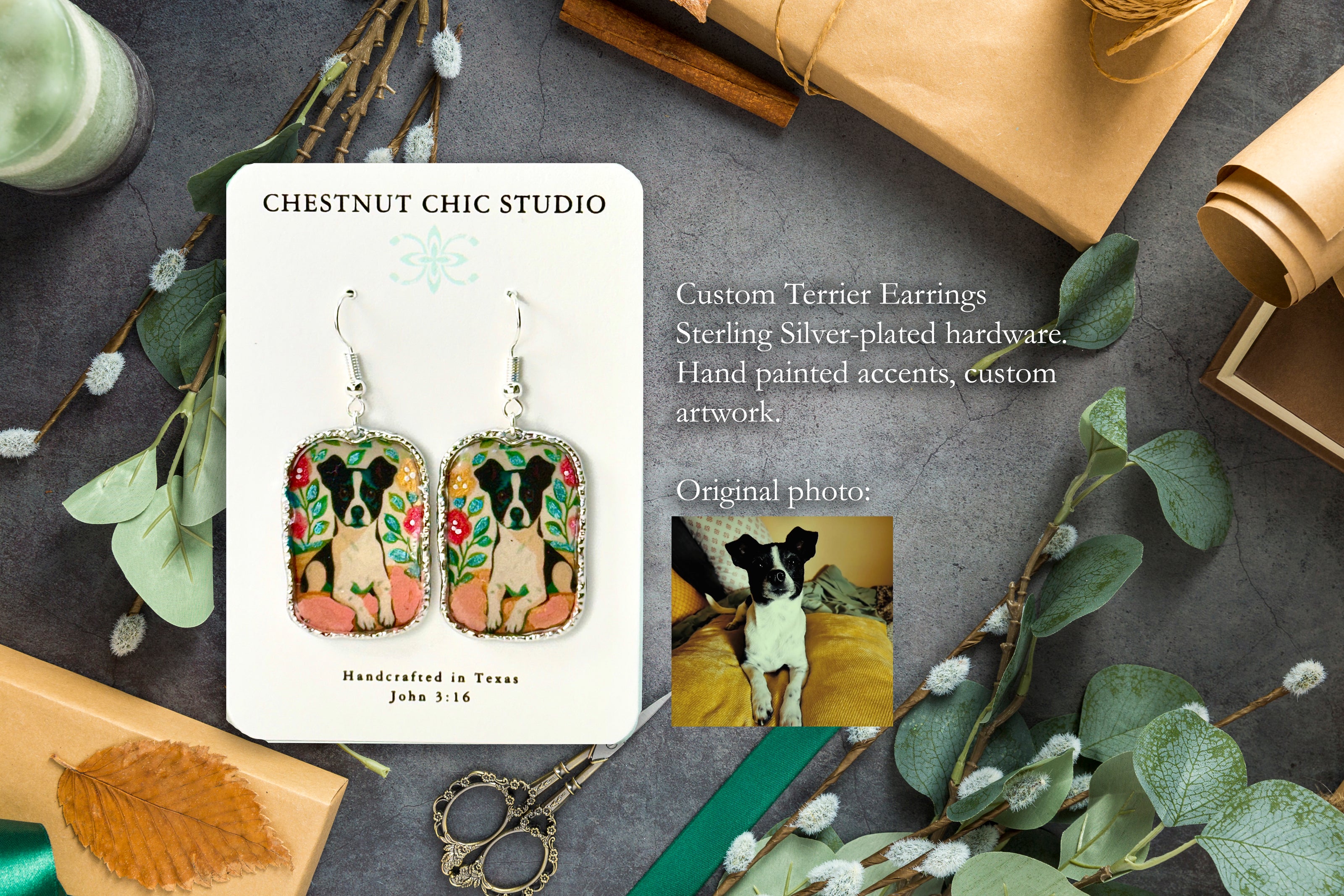 Custom polymer clay earrings handcrafted to order | Chestnut Chic Studio